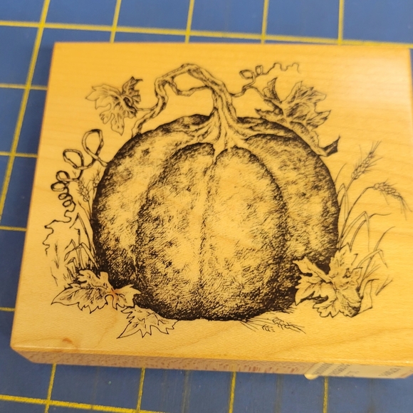 PSX Pumpkins Wooden Stamp Block Aprox 4x4.5 - Picture 1 of 6